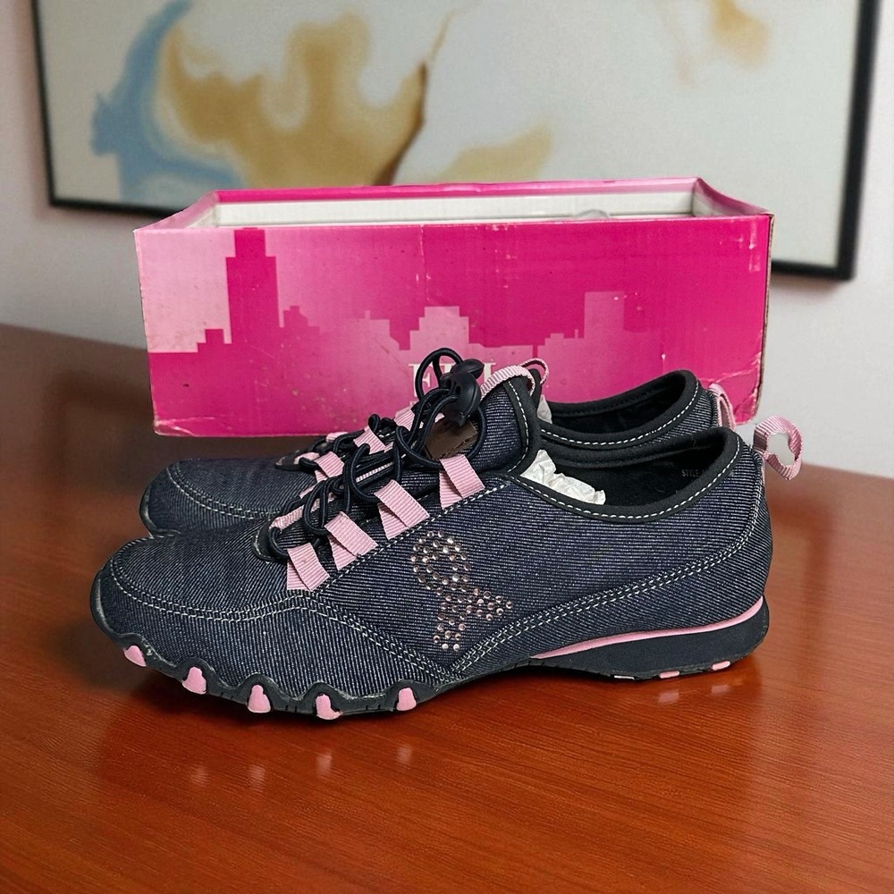 FDJ French‎ Dressing Denim Sneakers Breast Cancer Awareness Jeweled Womens 7